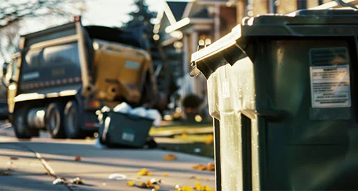 End of The Driveway Blue Trash Bins